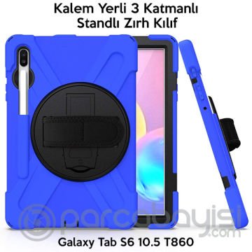 Ally Sm Galaxy Tab S6 10.5 T860 Shockproof 3 Katmanlı Standlı Zırh Kılıf Kalem Yerli