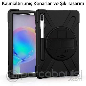 Ally Sm Galaxy Tab S6 10.5 T860 Shockproof 3 Katmanlı Standlı Zırh Kılıf Kalem Yerli