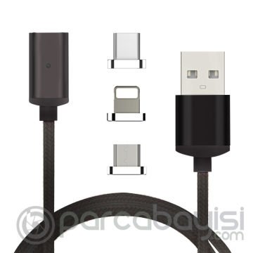 İphone Type-C, Android 3  Başlık Manyetik Şarj Usb Kablosu