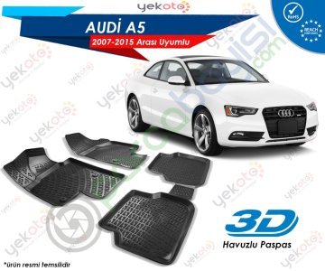 Audi A5 2007-2015 Arası Uyumlu Araca Özel 3D Havuzlu Paspas