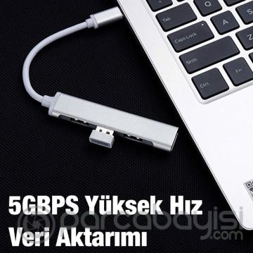Ally C-809 4in1 Type-C to USB Hub Adaptör Çevirici Dönüştürücü Çoğaltıcı