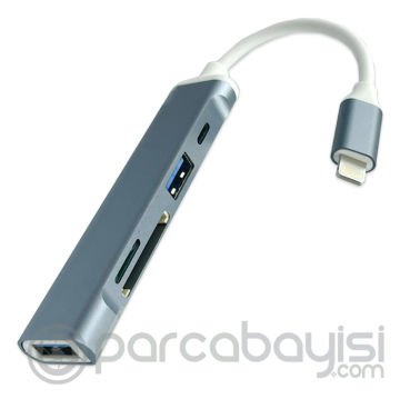 Ally S-503 5in1 Lightning to USB + SD Kart Hub Adaptör Çevirici Dönüştürücü