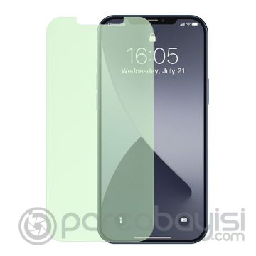 BASEUS İPhone 12 Pro Max 6.7 0.30mm Full Tempered Cam Ekran Koruyucu 2Set Anti-Bluelight