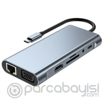 ALLY BYL-2110 11in1 Multifonksiyonlu Type-C Hub Adaptör Dönüştürücü