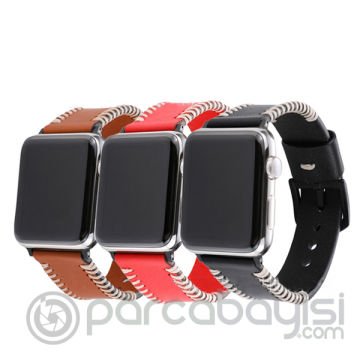 Ally Apple Watch 7-8 45mm 6-5-4 44mm Hakiki Deri Kordon Kayış 3-2-1 42mm