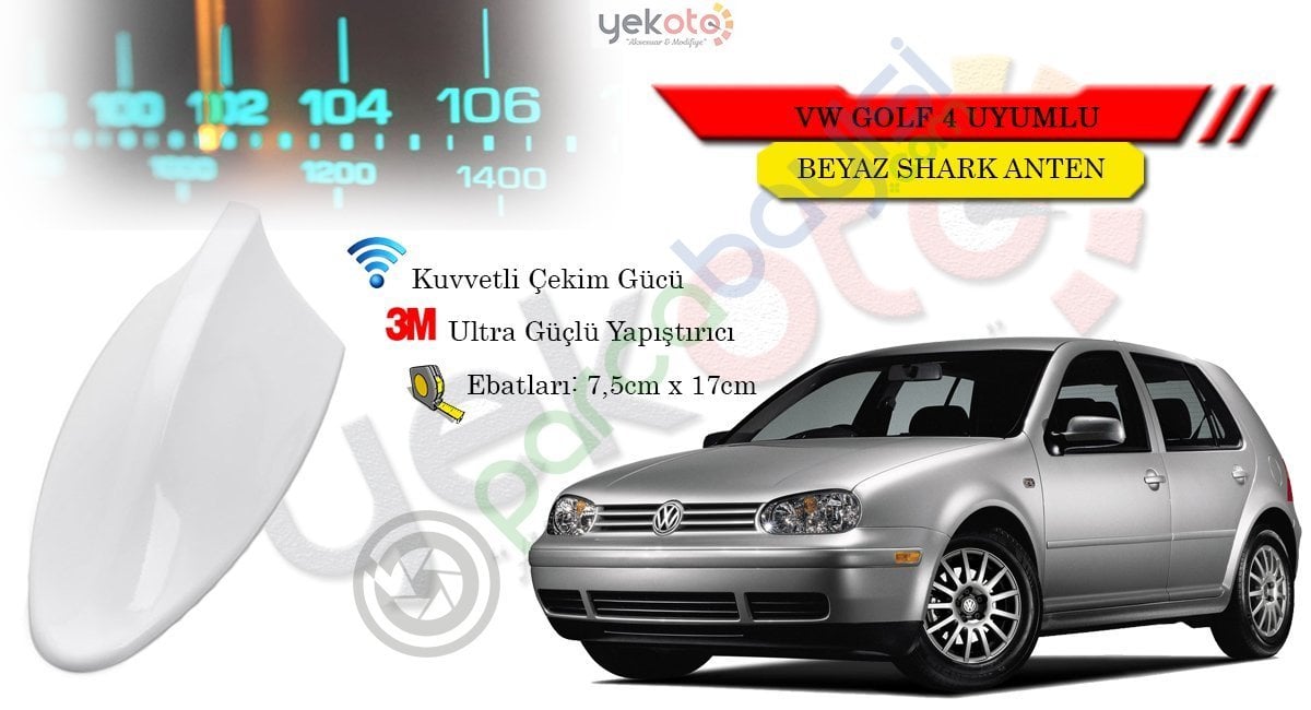 Volkswagen Golf 4 Uyumlu Beyaz Shark Anten Köpek Balığı Anten