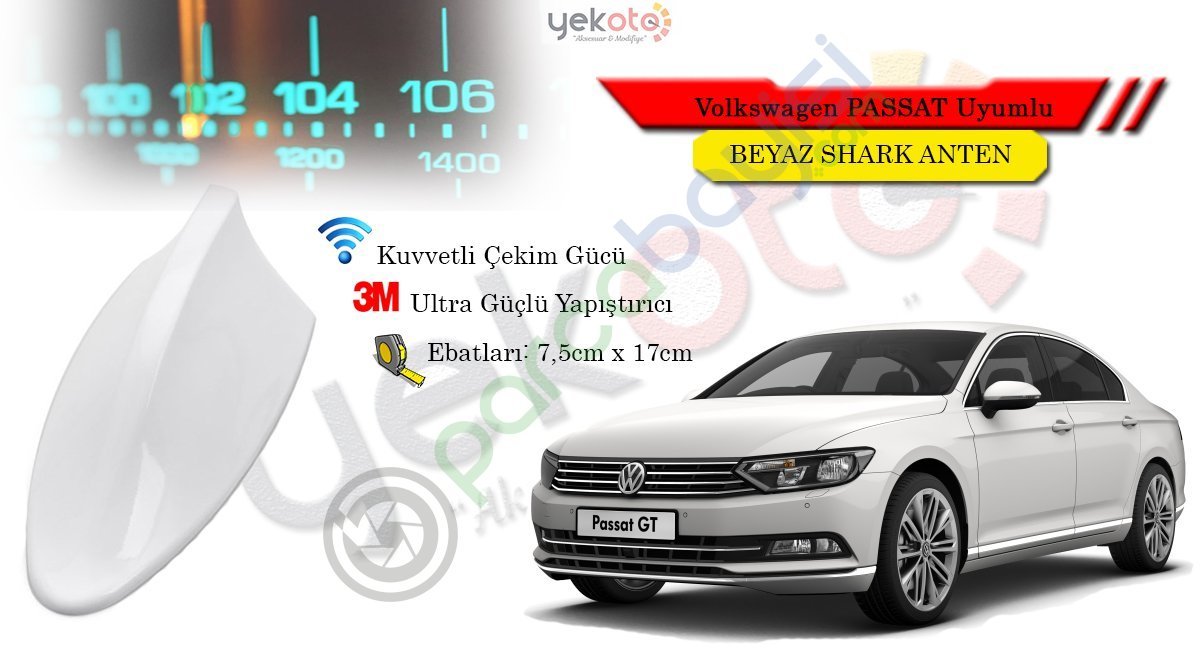 Volkswagen Passat Uyumlu Beyaz Shark Anten Köpek Balığı Anten