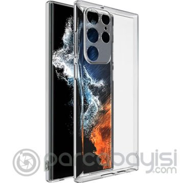 Ally Sm Galaxy S22 Ultra Kılıf Kamera Korumalı Ultra İnce Şeffaf Silikon Kılıf