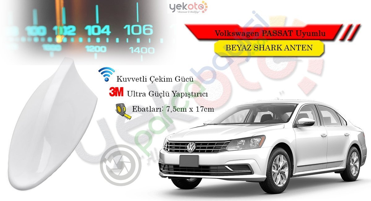 Volkswagen Passat 2015 Sonrası Uyumlu Beyaz Shark Anten Köpek Balığı Anten