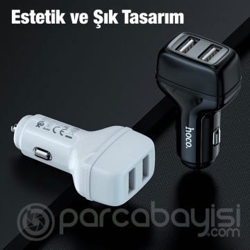 HOCO Z36 Çift USB Portlu Araç Çakmaklık Hızlı Şarj Adaptörü Araba Şarj Cihazı