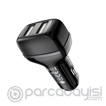 HOCO Z36 Çift USB Portlu Araç Çakmaklık Hızlı Şarj Adaptörü Araba Şarj Cihazı