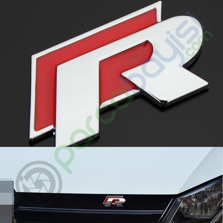 R Metal 3D Amblem Ön Panjur Logosu Orjinal Style Kırmızı