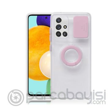 ALLY Samsung Galaxy M51 Kılıf Sürgülü Kamera Lens Korumalı Yüzük Standlı Silikon Kılıf