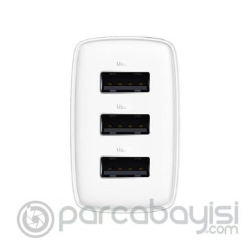 Baseus Kompakt 3 USB Portlu 17W Hızlı Şarj Başlığı Adaptörü