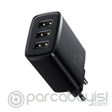 Baseus Kompakt 3 USB Portlu 17W Hızlı Şarj Başlığı Adaptörü
