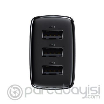 Baseus Kompakt 3 USB Portlu 17W Hızlı Şarj Başlığı Adaptörü