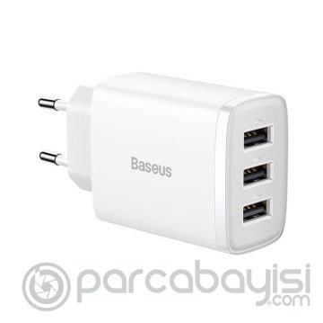 Baseus Kompakt 3 USB Portlu 17W Hızlı Şarj Başlığı Adaptörü