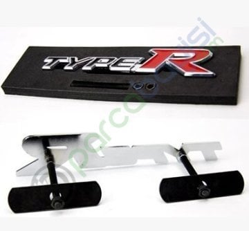Type R Metal 3D Amblem Ön Panjur Logosu Orjinal Style Siyah