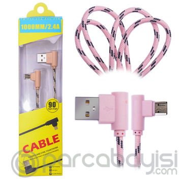 Ally Micro Usb Eğik Başlı Halat Usb Kablo 1metre