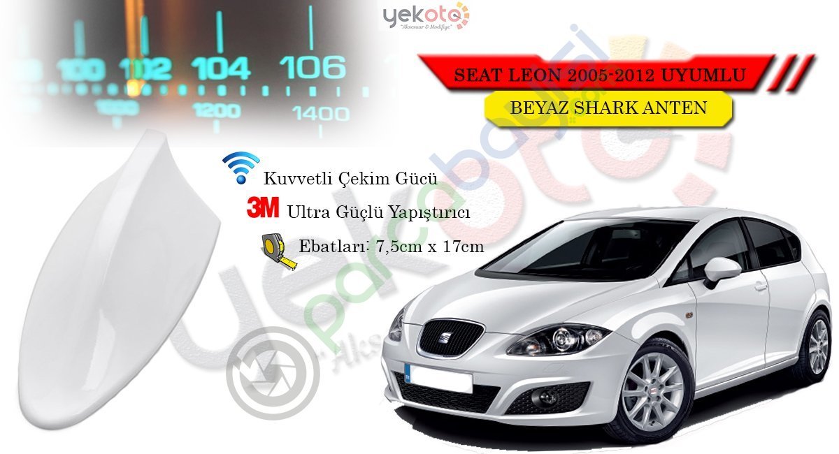 Seat Leon 2005-2012 Arası Uyumlu Beyaz Shark Anten Köpek Balığı Anten