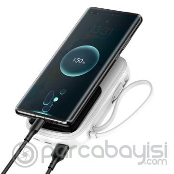 Baseus Qpow Dijital Göstergeli 20000mAh 20W Hızlı Şarj Powerbank iPhone Lightning Kablolu