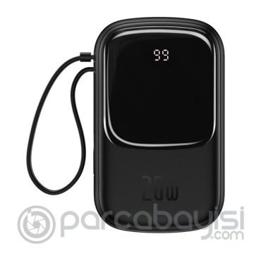 Baseus Qpow Dijital Göstergeli 20000mAh 20W Hızlı Şarj Powerbank iPhone Lightning Kablolu