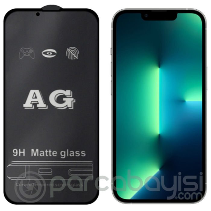 ALLY iPhone 13 -13 Pro 6.1inç Full Glue Matte Tempered Cam  Ekran Koruyucu