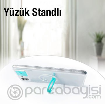 ALLY Xiaomi Redmi 9C Kılıf Sürgülü Kamera Lens Korumalı Yüzük Standlı Silikon Kılıf