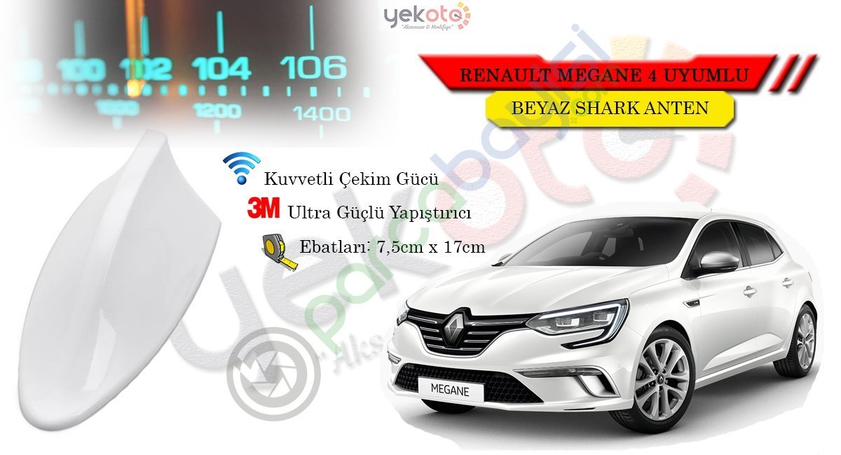 Renault Megane 4 Uyumlu Beyaz Shark Anten Köpek Balığı Anten