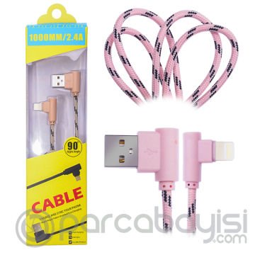Ally İphone Lightning  Eğik Başlı Halat Usb Kablo 1metre