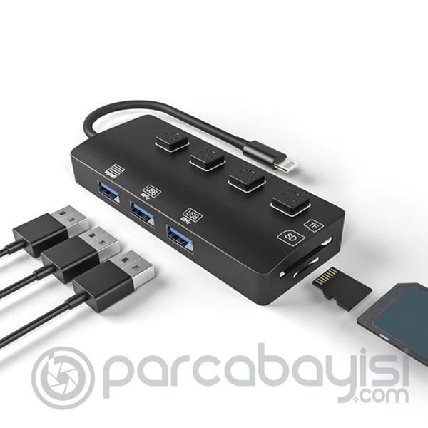 Ally NK-1090 İPhone-İPad Lightning To Usb 3.Kamera Adaptörü Tf SD