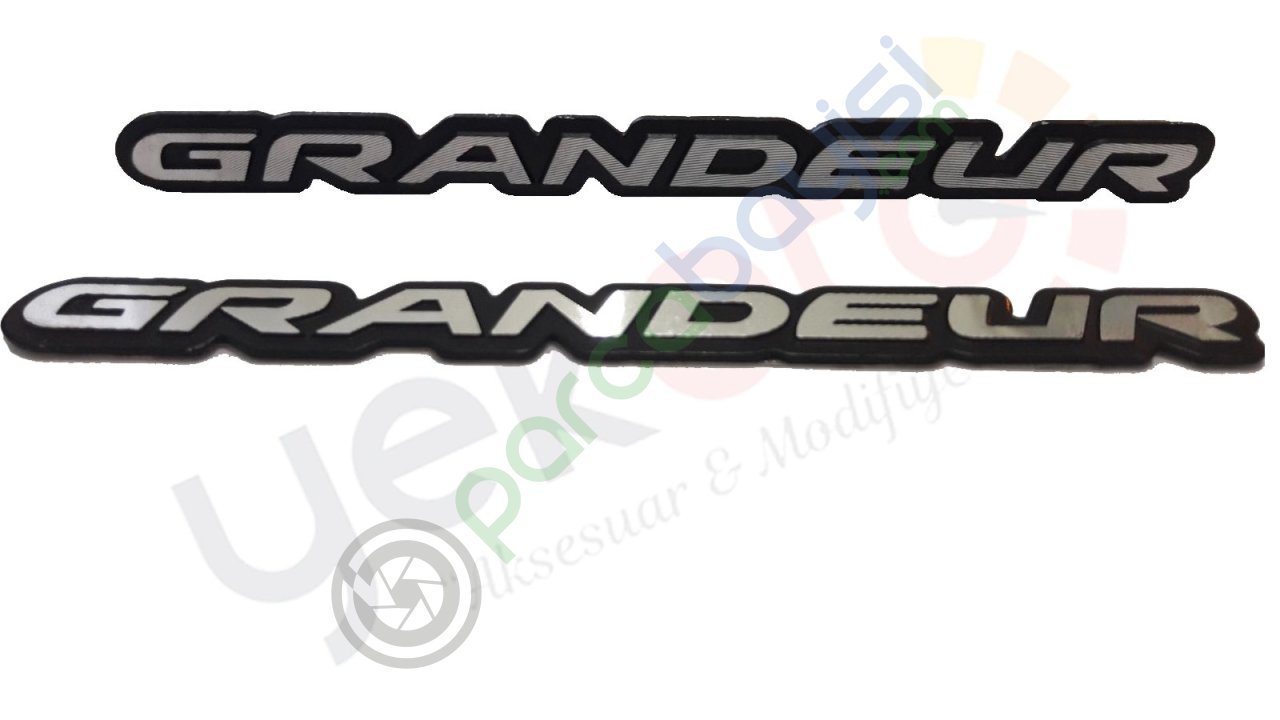 Grandeur 3D Metal Amblem Logo Sticker Büyük Boy 2 Adet