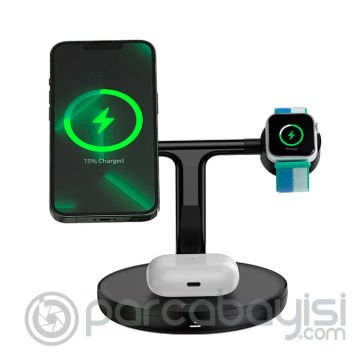 Baseus Swan 3in1 Hızlı Şarj Magsafe Uyumlu Wireless Kablosuz Şarj İstasyonu