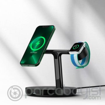 Baseus Swan 3in1 Hızlı Şarj Magsafe Uyumlu Wireless Kablosuz Şarj İstasyonu