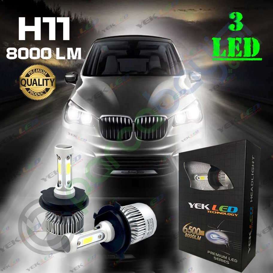 H11 Led Zenon Yeni Nesil 3 Led 3 Yönlü Şimşek Etkili 8000L Xenon