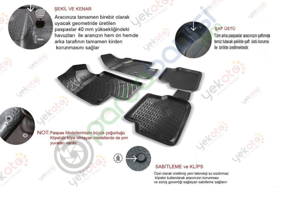 Kia Sportage 2022 Model Kauçuk Havuzlu 3D İç Paspas ORJİNAL