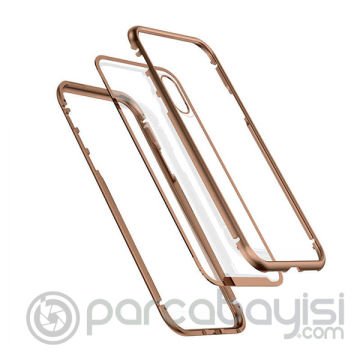 Baseus İPhone XR Arkası Cam Manyetik Metal Frame Kılıf