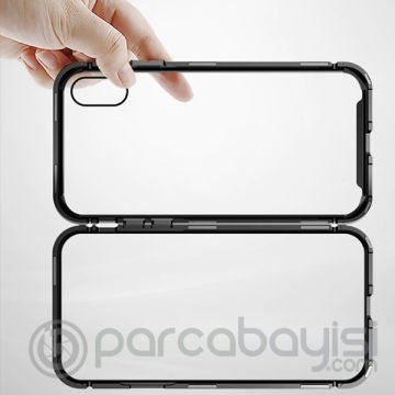 Baseus İPhone XR Arkası Cam Manyetik Metal Frame Kılıf