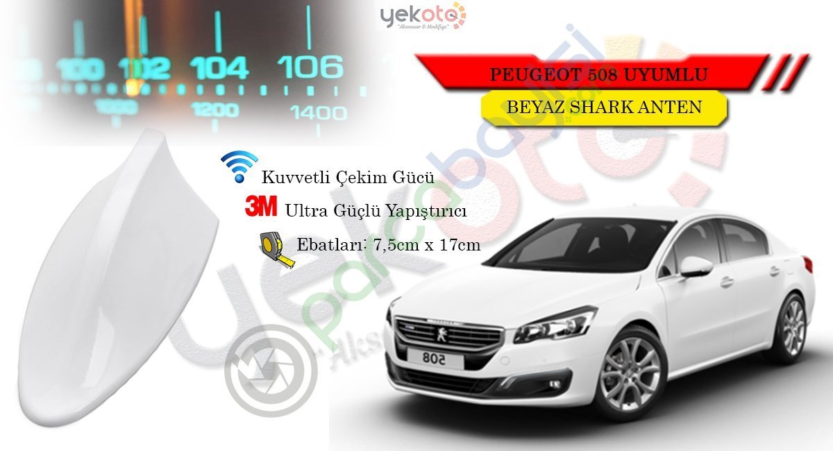 Peugeot 508 Uyumlu Beyaz Shark Anten Köpek Balığı Anten