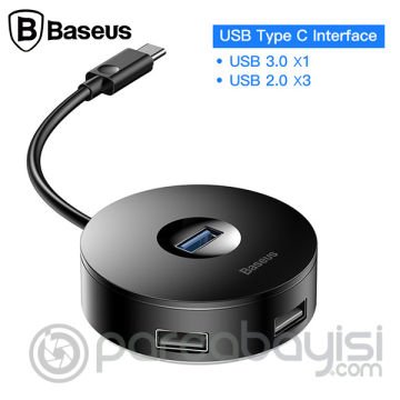 Baseus round box HUB Usb Type-C Usb 3.0, 4 Usb Port Çoklayıcı Adeptör