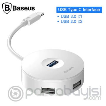 Baseus round box HUB Usb Type-C Usb 3.0, 4 Usb Port Çoklayıcı Adeptör