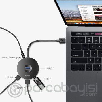 Baseus round box HUB Usb Type-C Usb 3.0, 4 Usb Port Çoklayıcı Adeptör
