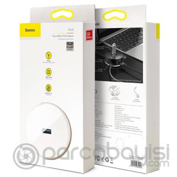 Baseus round box HUB Usb Type-C Usb 3.0, 4 Usb Port Çoklayıcı Adeptör
