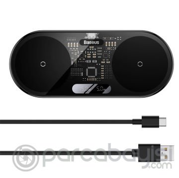 Baseus 2in1 Dijital Göstergeli 20W Hızlı Şarj Wireless Kablosuz Şarj Cihazı