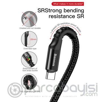 Baseus Fish Eye Spiral Usb Type-C Usb Şarj Kablosu