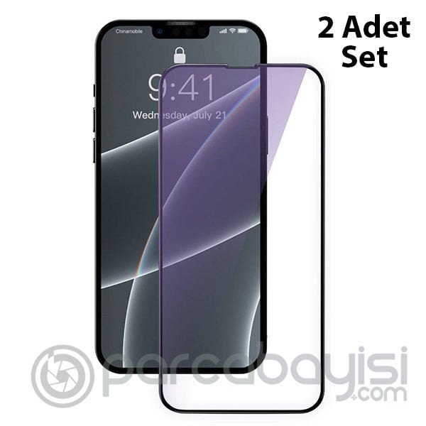 Baseus iPhone 13 -13 Pro Anti-Blue Full Cam Ekran Koruyucu 2 Adet Set