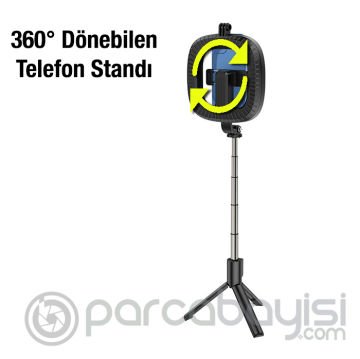 HOCO LV03 Plus Uzaktan Kontrol Canlı Yayın Işığı Standlı Selfie Çubuğu Tripod