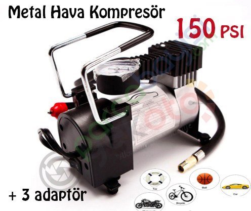 Metal Hava Kompresör Otomobil Motosiklet Bot Top Hava Şişirme Pompası 12V -150Psı