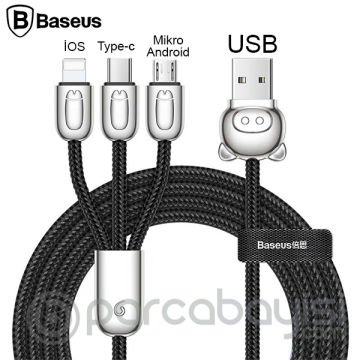 Baseus Camlt 3in1 Type-C,İphone, Micro Usb Çoklu Başlık Halat Usb Kablo