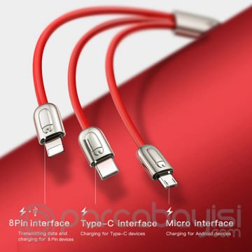 Baseus Camlt 3in1 Type-C,İphone, Micro Usb Çoklu Başlık Halat Usb Kablo